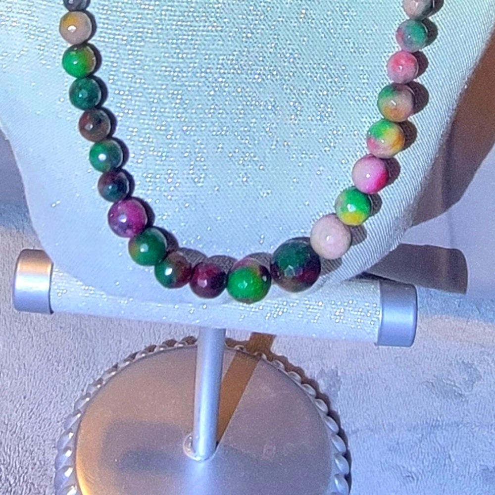 6-14mm Natural Color Faceted Candy Jade / Jadeite Gemstone Necklace 18'' Unisex - Picture 6 of 10